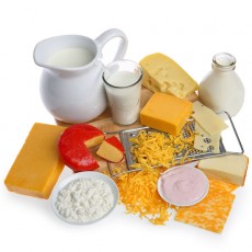 dairy products, including milk, cream, and various cheeses